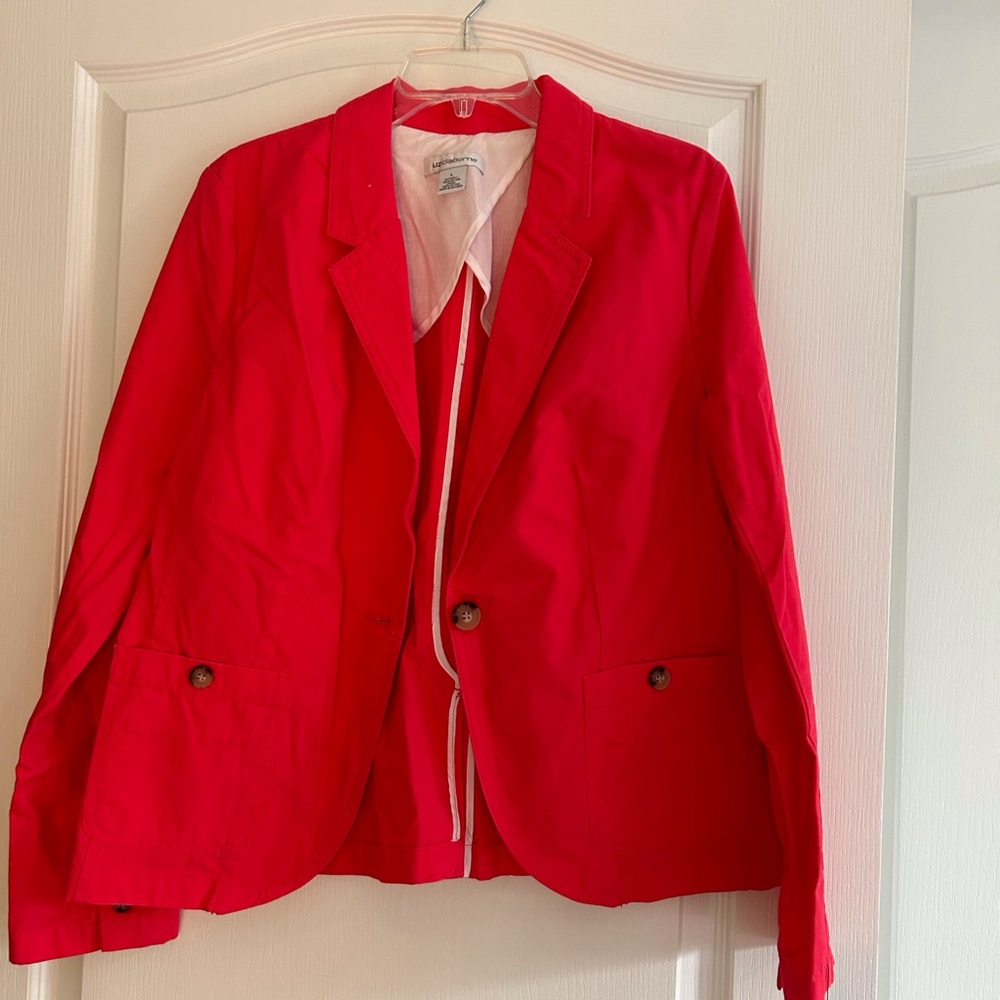 NWT NEW Liz Claiborne	Pink Cotton Button Front Jacket sz.Large